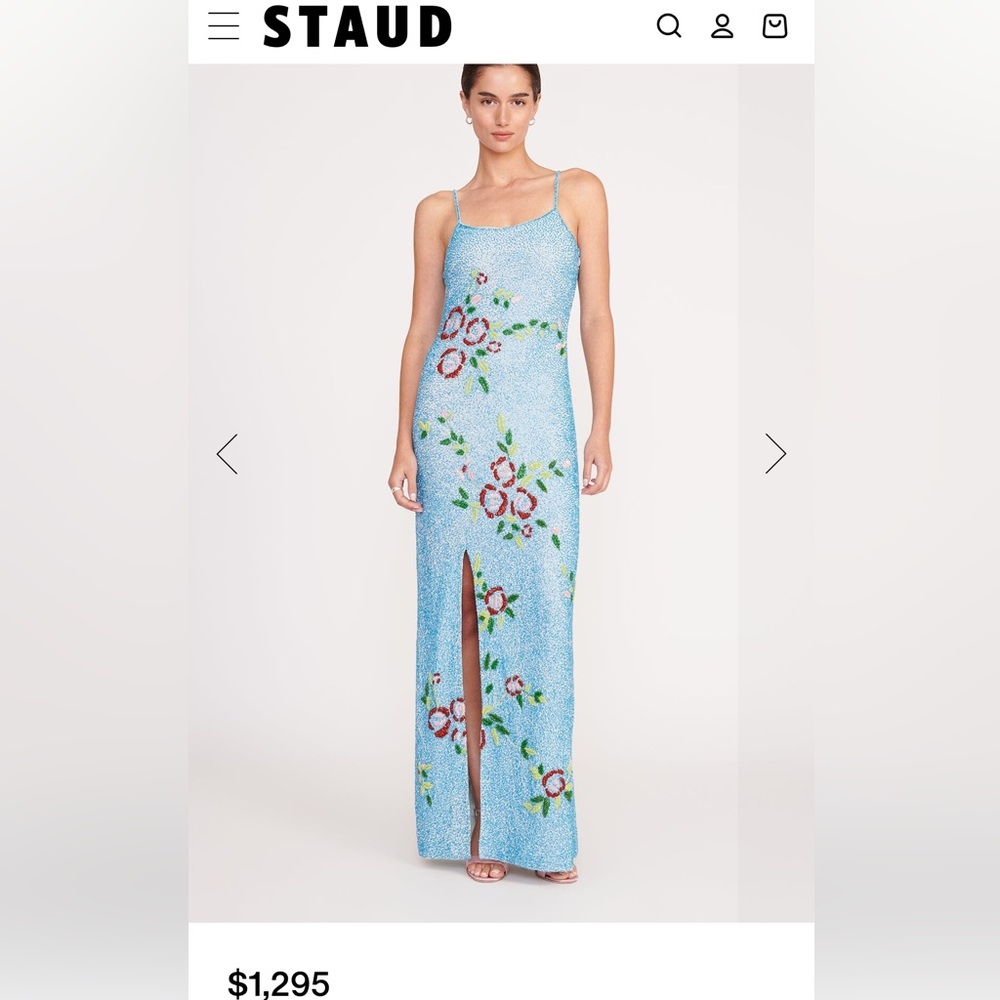 Sparkly blue STAUD black tie dress